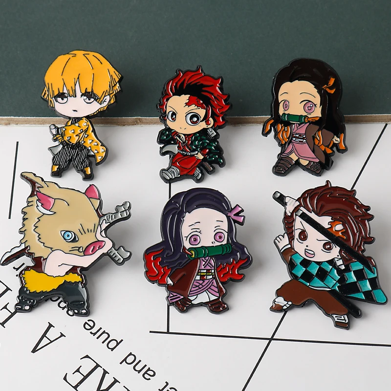 

Anime Demon Slayer Brooch Kimetsu No Yaiba Brooches Kamado Tanjirou Cosplay Cartoon Collect Backpacks Bags Badges Button Brooch