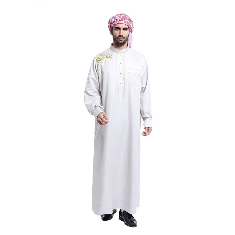 Arab Muslim clothing for men thobe Arabic Islamic abayas dress Indian mens kaftan Robe Men XXL XXXL Plus size Clothes|Мусульманская