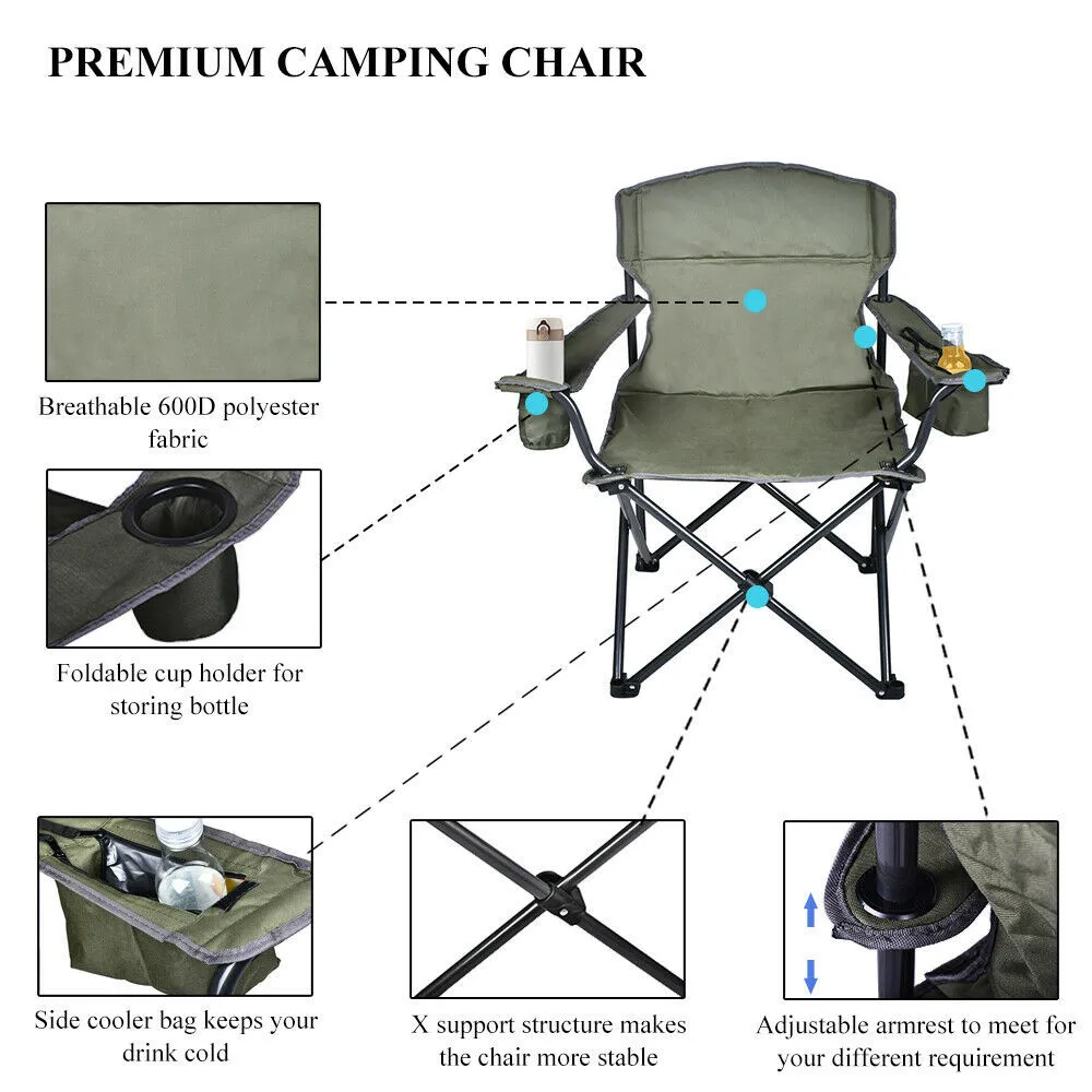구매 접이식 캠핑 휴대용 강철 프레임 접이식 낚시 의자, 350 Lbs 순중량 11lbs