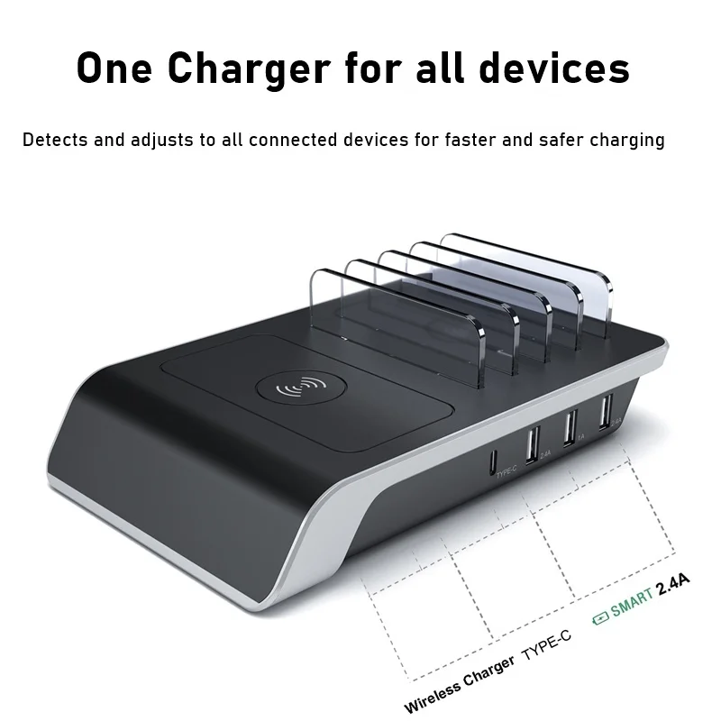 tongdaytech 45w multi 3 port usb wireless charger usb c charging station for smartphone iphone 11 12 pro max samsung ipad tablet free global shipping