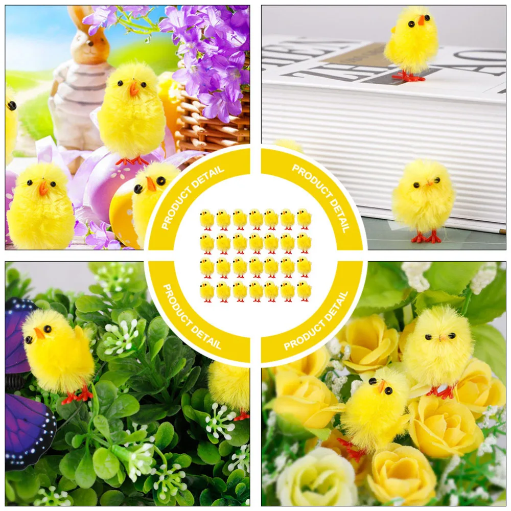 

60pcs Simulated Chicken Cartoon Chicken Easter Decorations Party Supplies