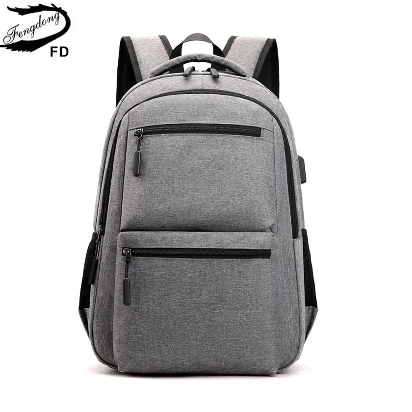 Рюкзак мужской Fengdong, черный большой школьный или дорожный рюкзак для мальчиков-подростков, осень 2019