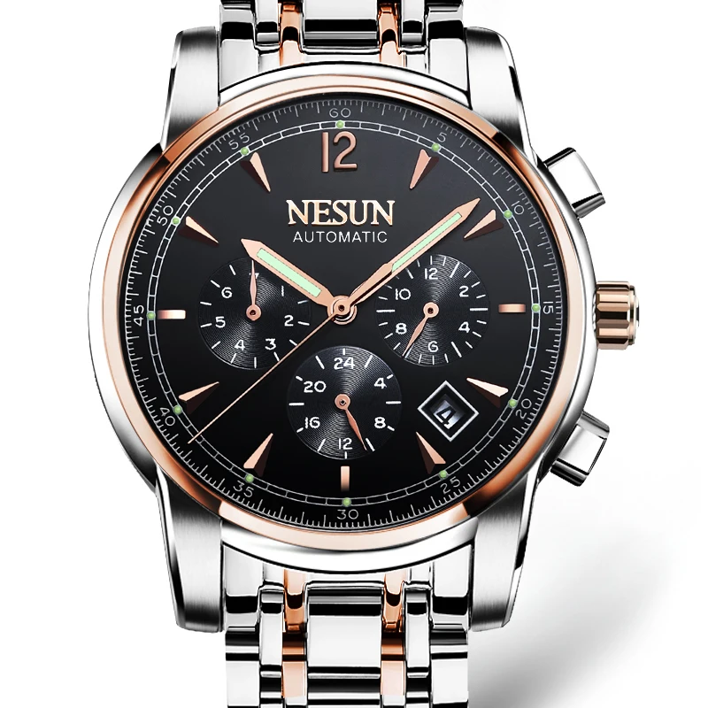 Часы NESUN Switzerland люксовый бренд Мужские автоматические механические часы