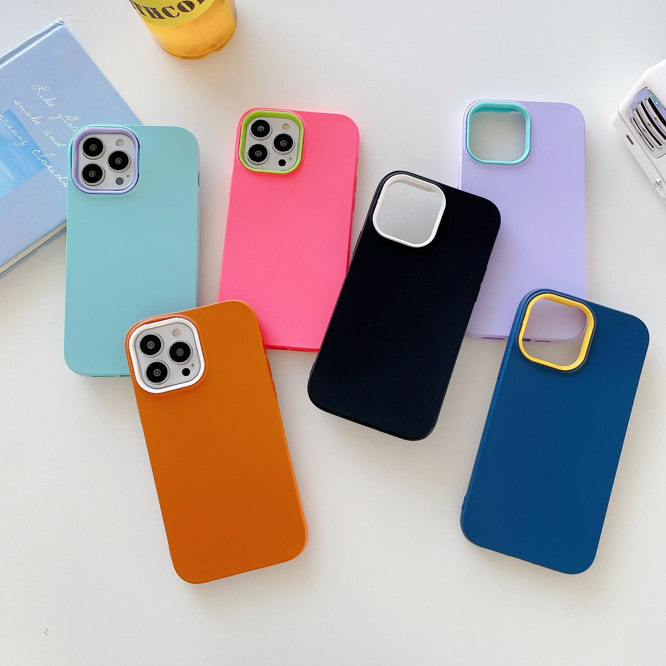 

Cute Candy Colors Shockproof Casing iPhone 11 12 Pro Max 13 Mini 6 6s 7 8 Plus X XR XS Max Silicone Anti-fall Mobile iPhone Case