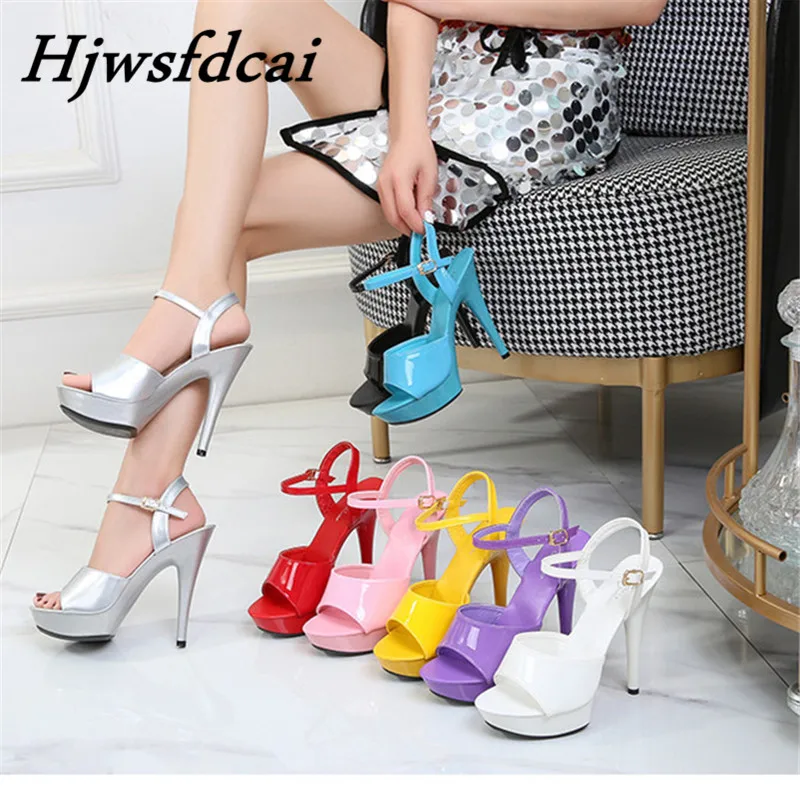 

Hjwsfdcai Women Sexy Shoes Female Sandals 13cm High Heels Sexy Platform Thin High Heel Party Nightclub Shoes Large Size 34-43
