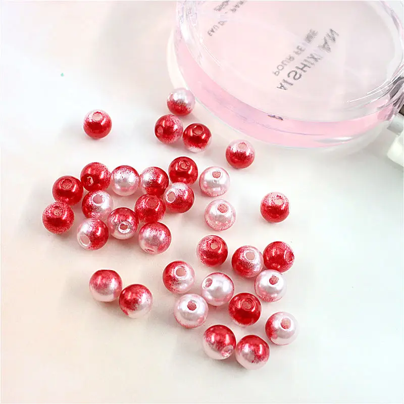 white red100pcs Модные Разноцветные радужные круглые 8 мм ABS имитация жемчуга два отверстия свободный бисер «сделай сам» 100-200 штук - Цвет: white red100pcs