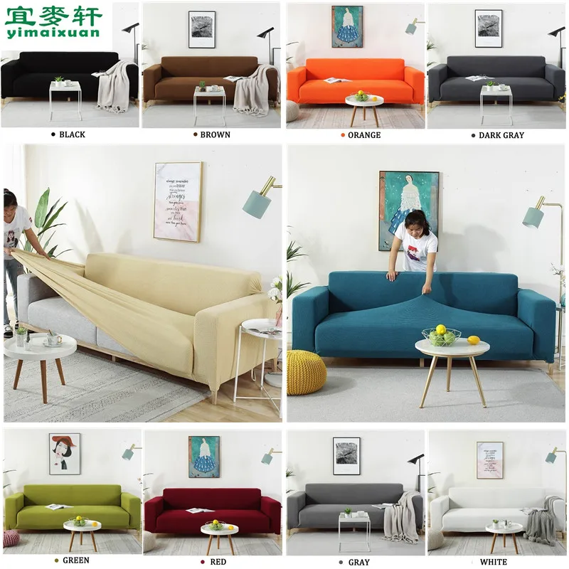 Однотонный эластичный чехол для дивана в форме L секционный угловой шезлонг