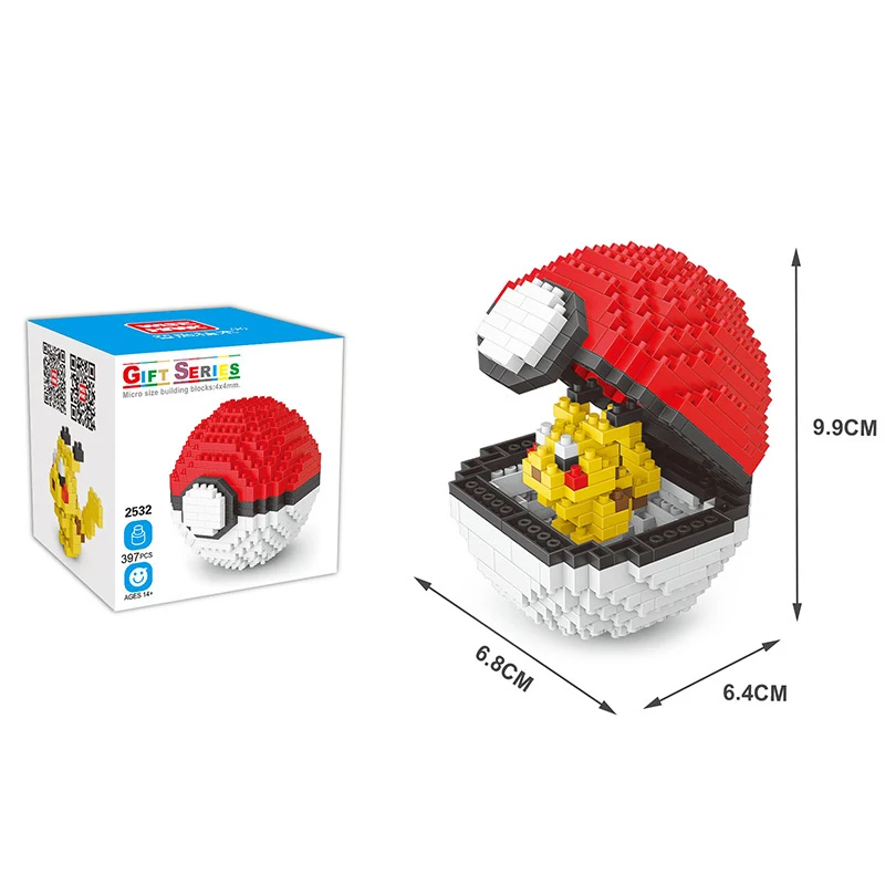 

Hot BYGLTY Small Particles Lego Building Blocks Pokeball DIY Minifigure Montessori Education Game Toys For Kids Gifts