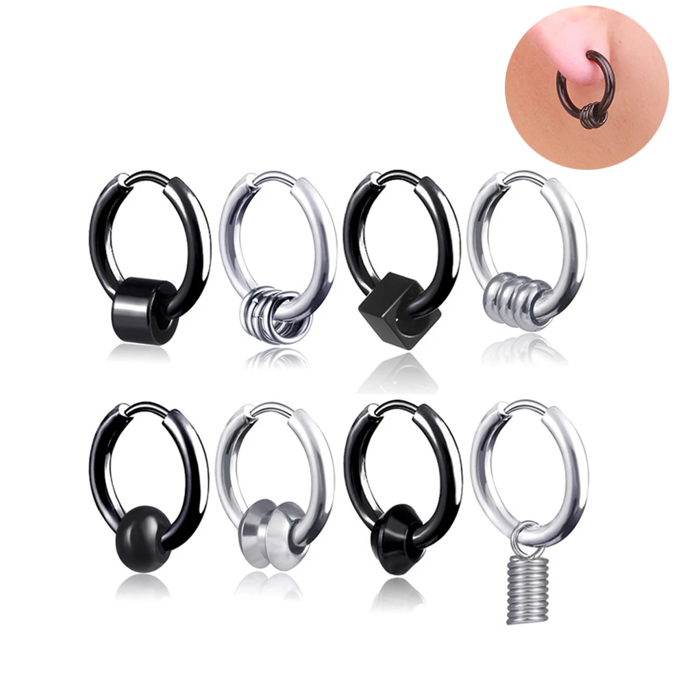 1 шт. многоцветные серьги кольца из нержавеющей стали для мужчин и женщин круглые
