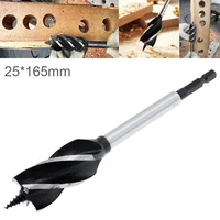 1pcs 25 x 165mm four slot woodworking drill bit hole drilling tool with center drill head and 14 hex shank for woodworking