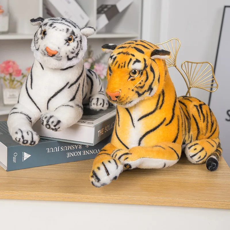 

30-50cm Lifelike Plush Simulation Tiger Pillow White&Brown Stripe Doll Toy Side Bed And Sit Hot Leaning Lovely Realistic Gifts