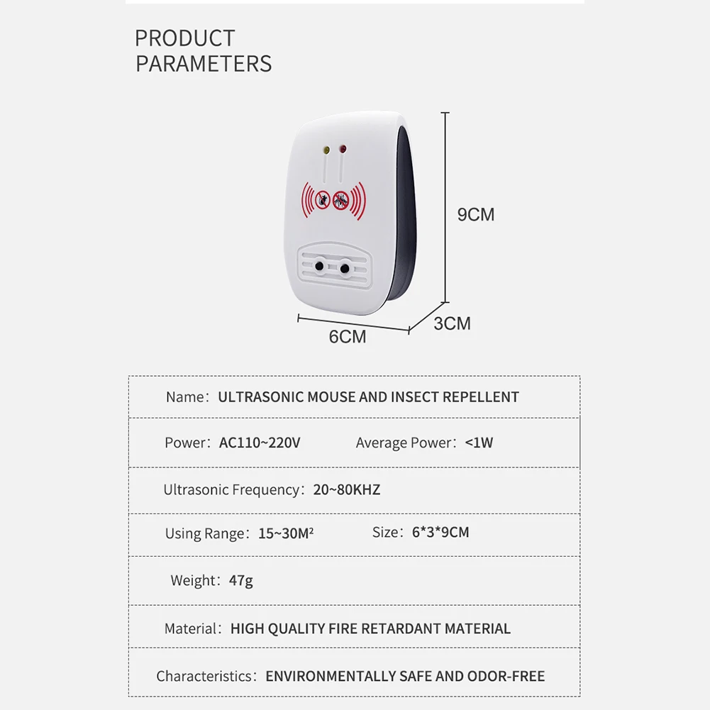 

Mosquito Killer Pest Control Household Pest 1Pcs Ultrasound Mouse Cockroach Repeller Device Insect Rats Spiders Home