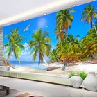 3D постер морской пейзаж на заказ, Настенная картина, песчаный пляж, кокосовое дерево, пейзаж, фото, Настенные обои, фон для гостиной, спальни