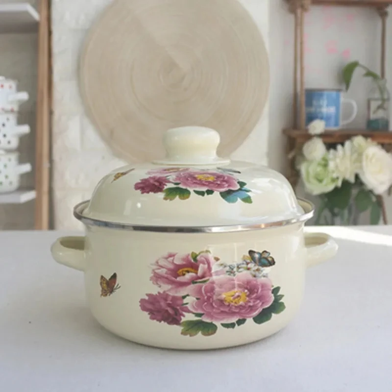 

Enamel Pot Enamel Thickened Household Three-piece Enamel Pot Double Ear Enamel Soup Pot Gas Available Enamel Pots for Cooking