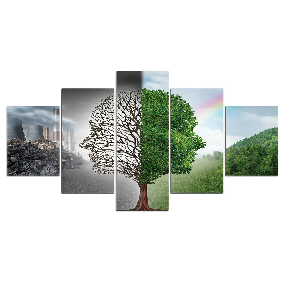 Настенные художественные картины домашний декор 5 шт. картина с деревом холст для