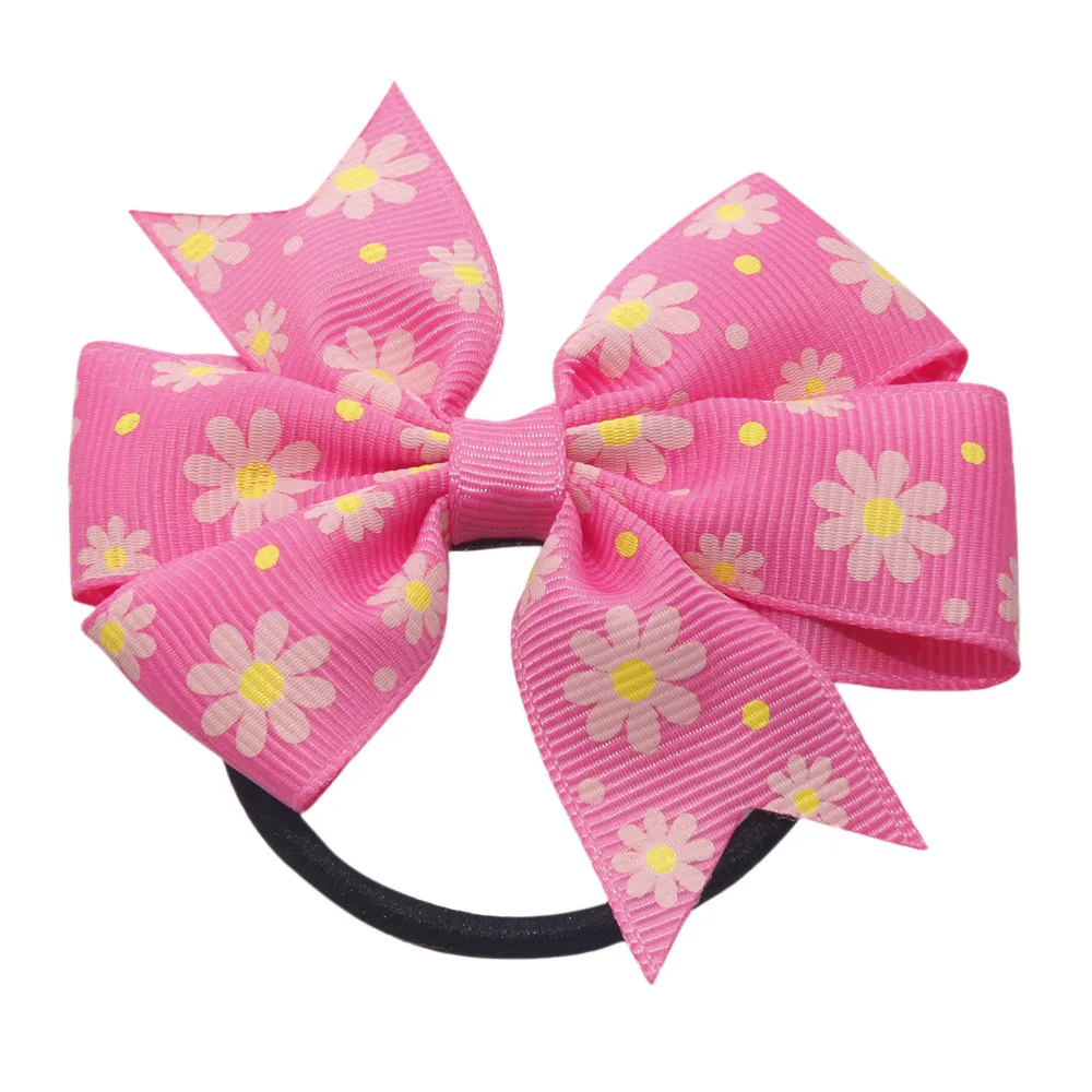 Детская повязка на голову с бантом и цветочным принтом для маленьких девочек