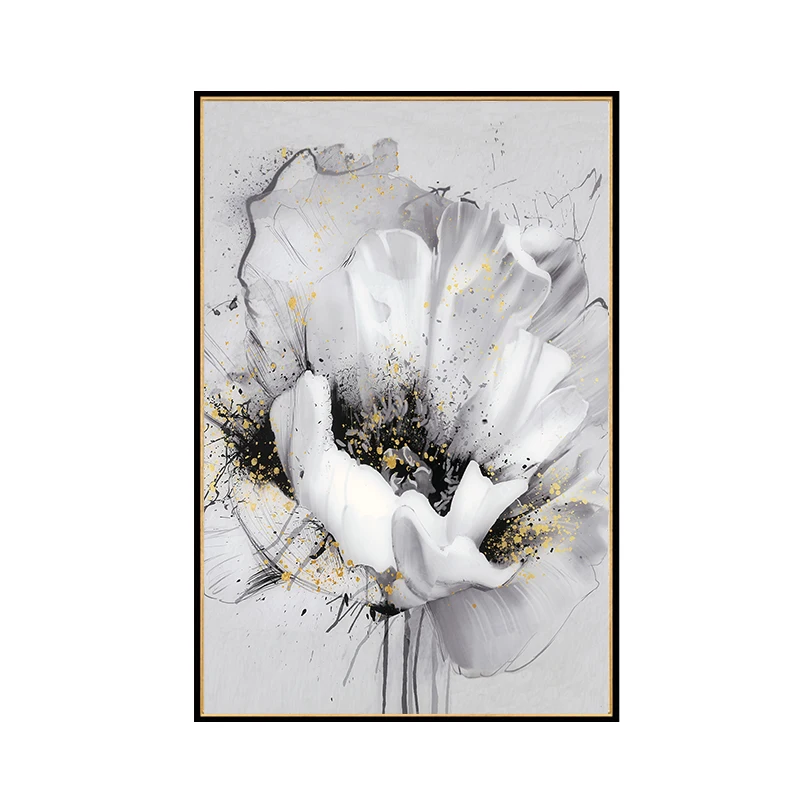

New Ink-like Vertical Version Impression Simple and Modern Living Room Entrance Flower Handmade Painting