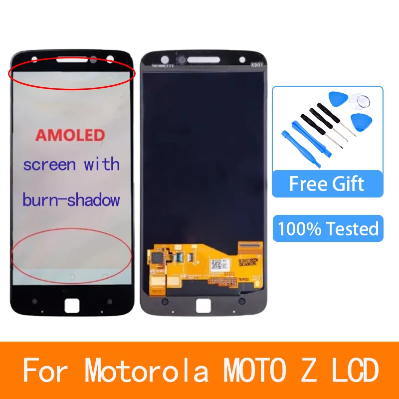 

original For Motorola MOTO Z Droid Display XT1650 XT1650-05 LCD Display Touch Screen Digitizer For Moto Z XT1650-03 Burn-Shadow