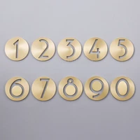1pcs brass round house number hotel home door number outdoor address plaque number brass for house address sign 0 9 gf129