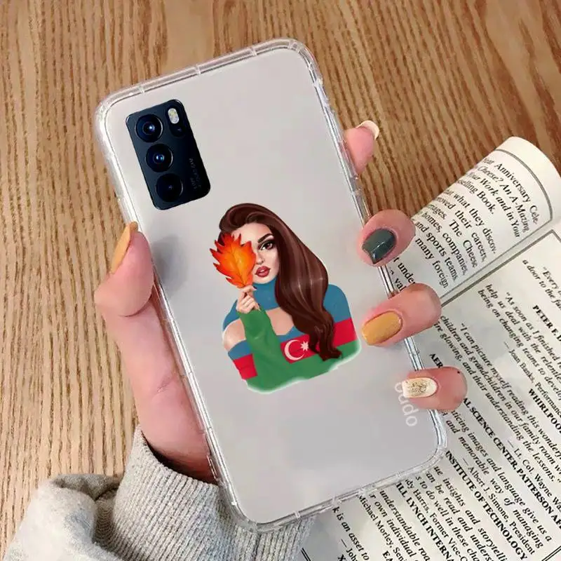 

Azerbaijan buta flag girl Phone Case Transparent For OPPO RENO 2 5 Z PRO GTneo REALME Q2 GT 11 FINDX 2 PRO RealmeV 3 5 K7X