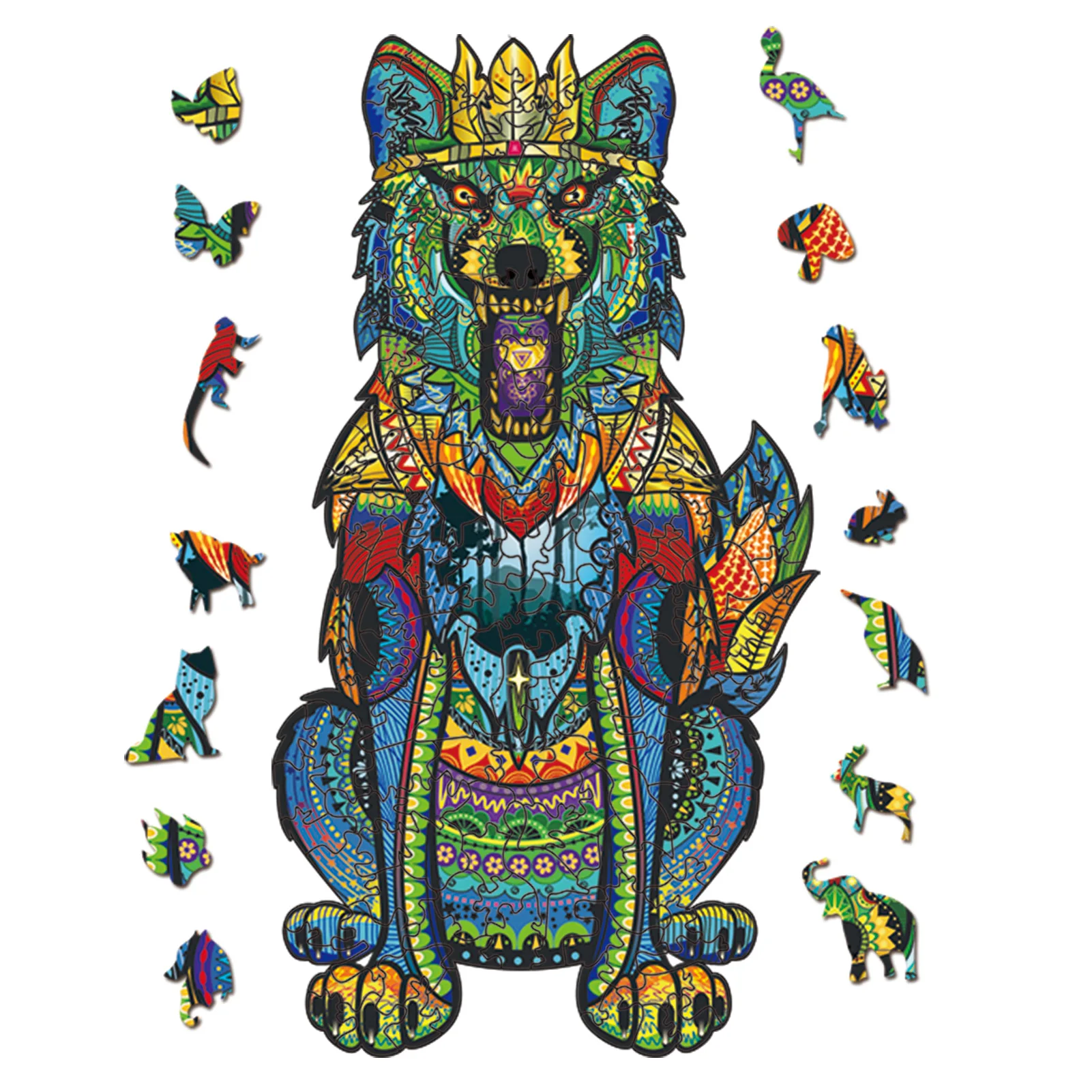 

Creative Toys For Adults Animal Puzzle Decorative Jigsaw Puzzle 300 Pieces Wooden Toys Tangram Teens Puzzle Color Fox Lion Tiger