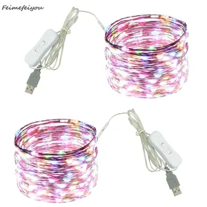 Гирлянда, светодиодный ная с выключателем, 50 100 светодиодный