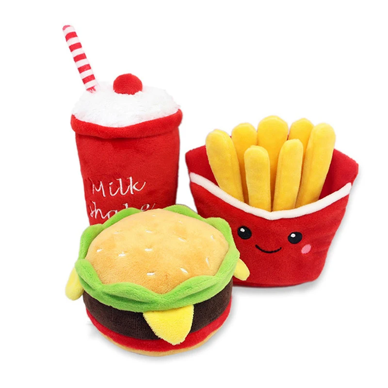 Плюшевый молочный коктейль гамбургер собака жевательные игрушки мягкая