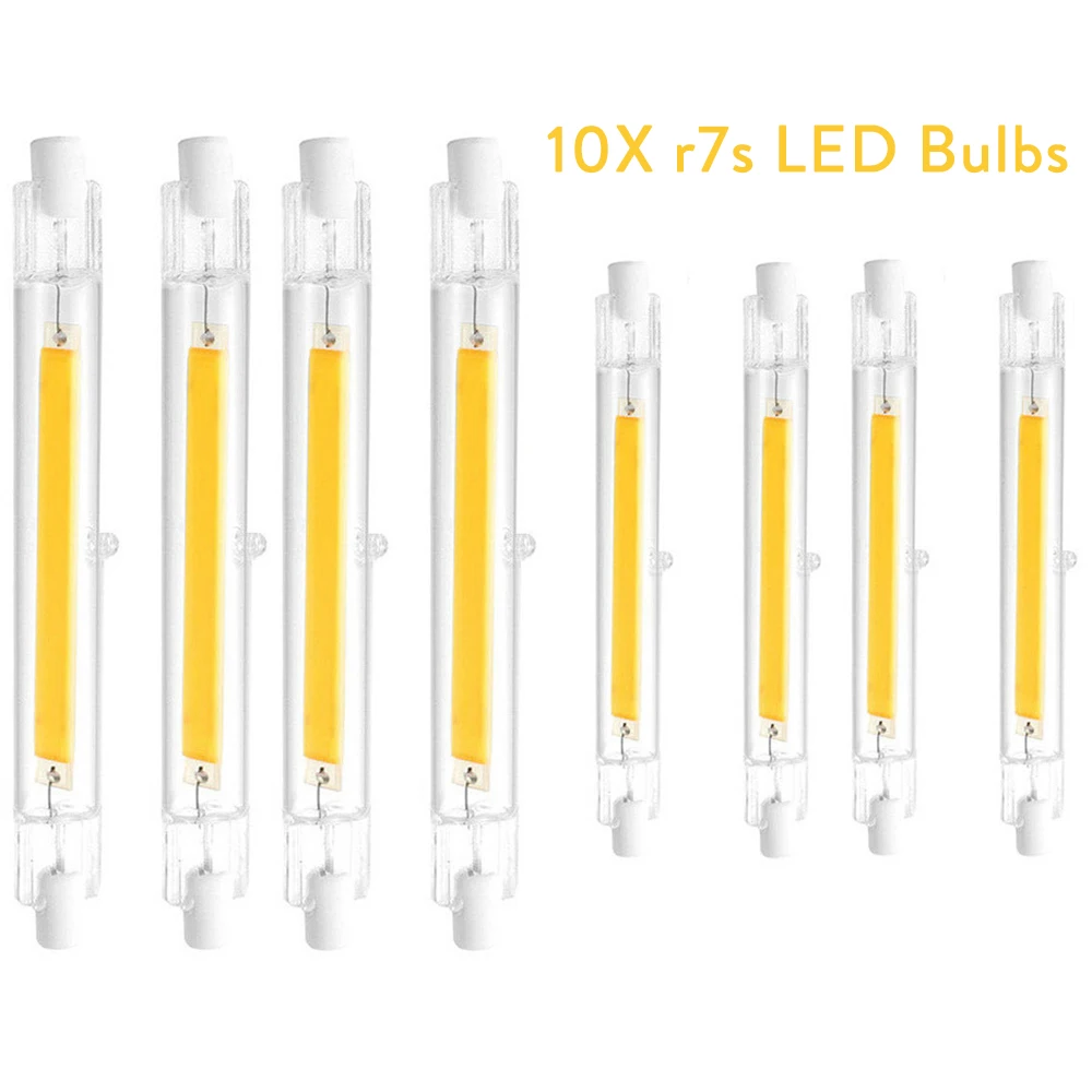 10X Диммируемый R7S 220 В светодиодный светильник из стеклокерамики лампочка COB лампа