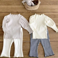 cotton baby girls long sleeve bottoming t shirt solid color girls shirts tops fashion infant plaid pants baby girl clothes set