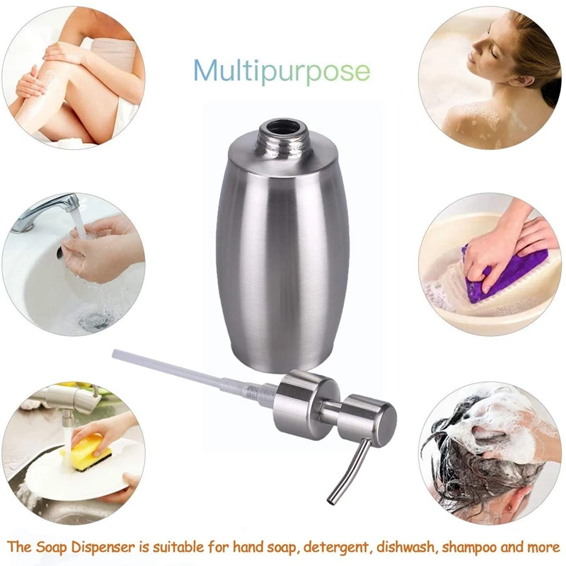 

Soap Dispenser, 10 Oz Stainless Steel Countertop Lotion Dispenser 350ML Liquid Dispenser for Kitchen and Bathroom (Pack of 4)