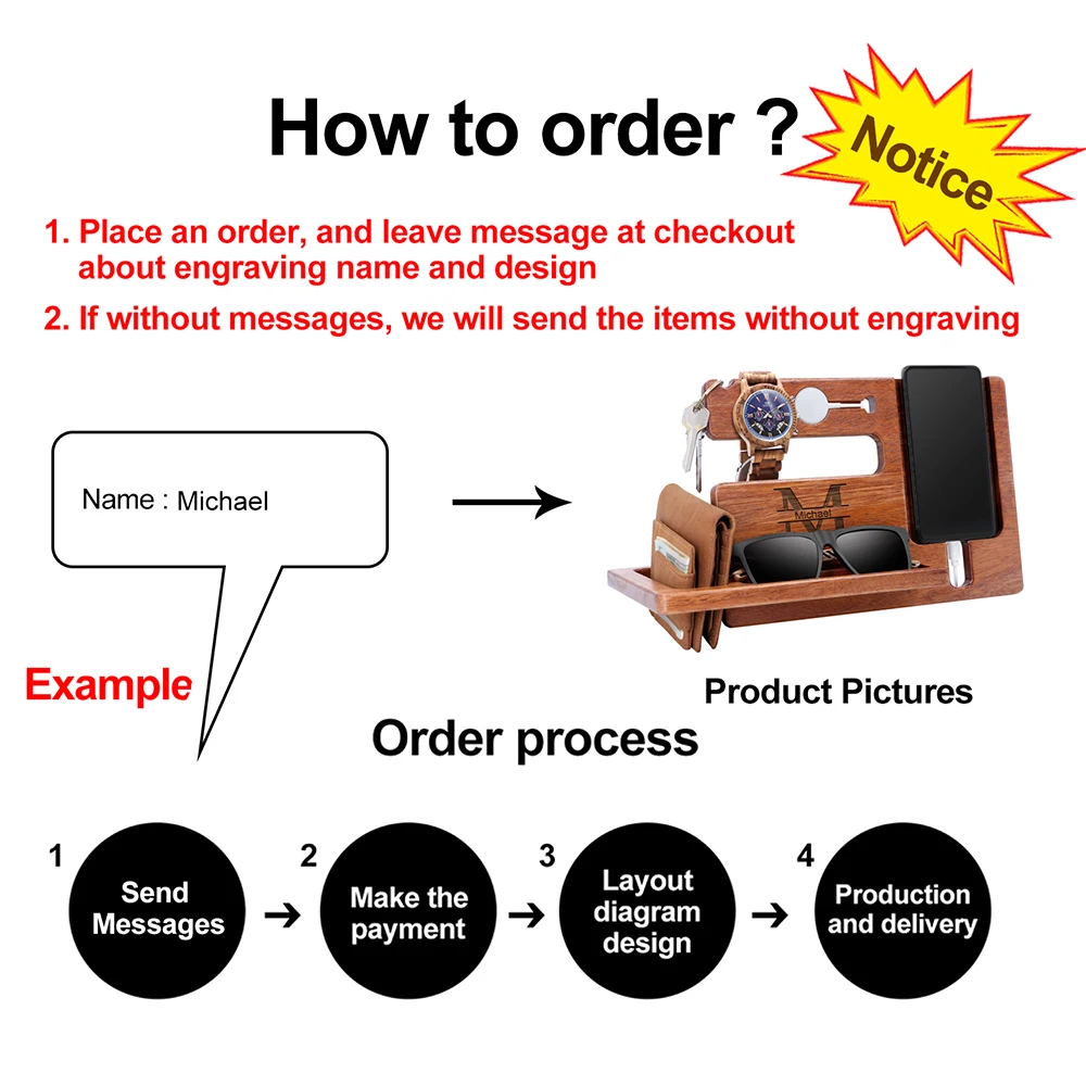 Деревянный держатель для телефона под заказ из Сапеле с гравировкой вашего имени
