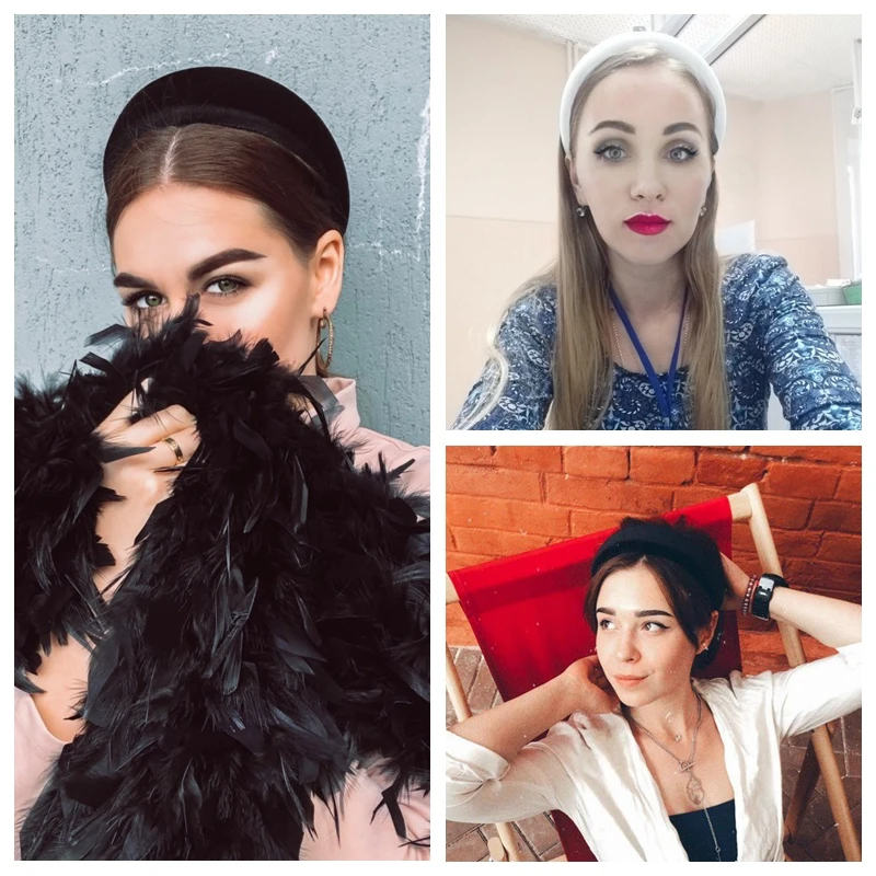 Женский ободок для волос однотонная шелковая повязка головы винтажная Женская