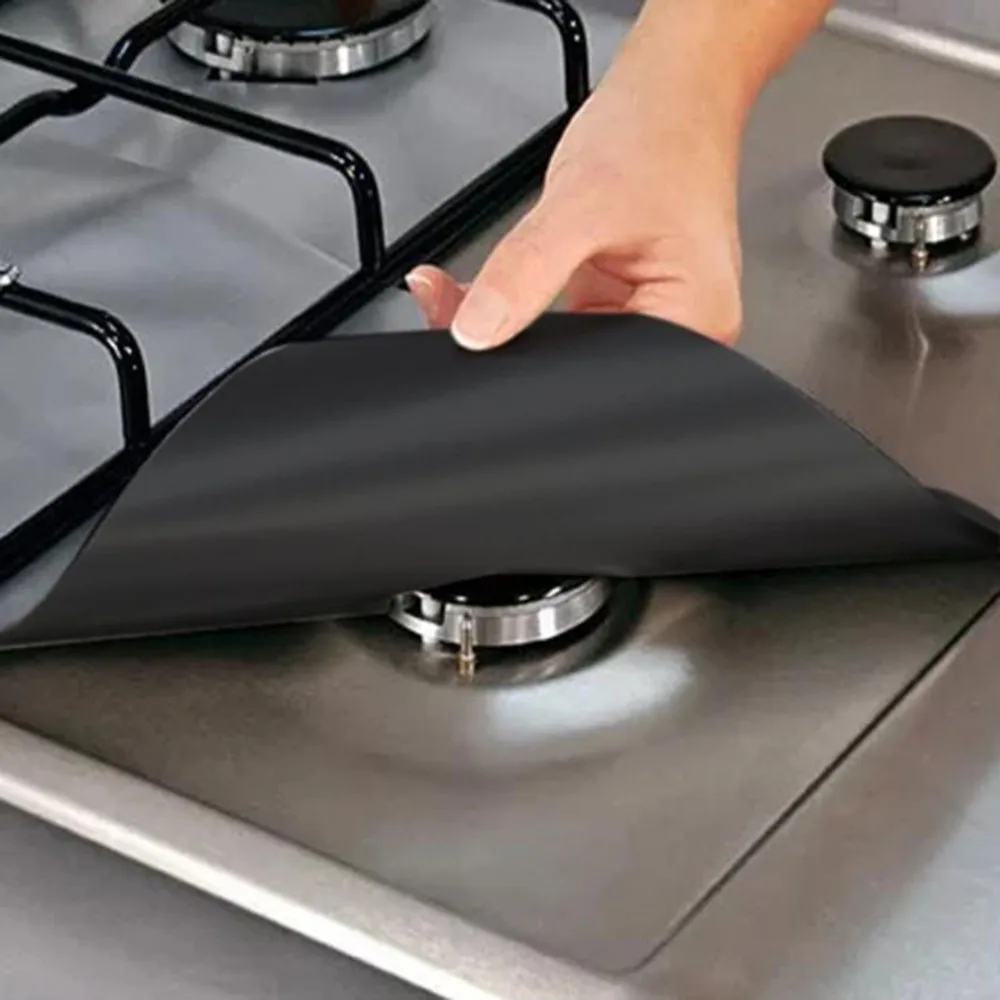 

4PCS/Lot Reusable Foil Cover Gas Stove Protector Non-Stick Stovetop Burner Sheeting Mat Pad Clean Liner For Kitchen Cookware