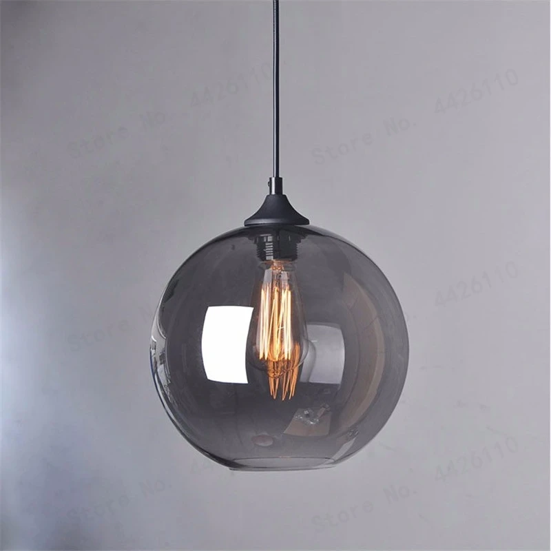 BLUBBLE-Lámpara de cristal colgante para Loft, luces traslúcidas de cristal color gris