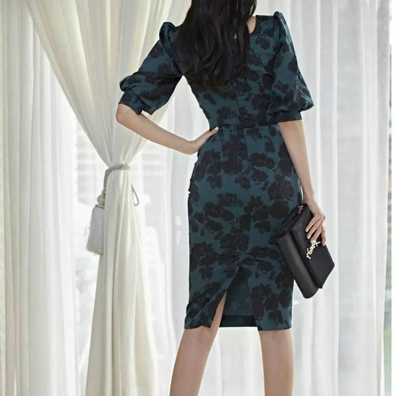 Женское облегающее платье с высокой талией элегантное квадратным вырезом и