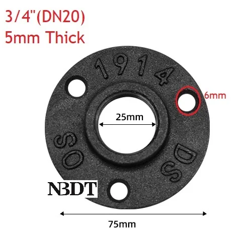 0.75Inch 2 шт./лот незавершенный ковкий чугун Фланец резьба для стандарта 1/" 3/4" " 1,25" 1," трубный магазин домашний Ретро Декор - Цвет: 0.75Inch