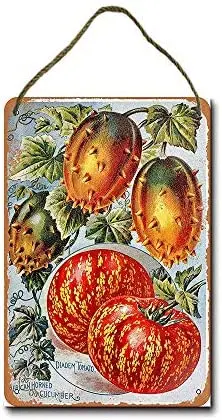 

Metal Sign 8x12 Inch 1902 Tomatoes and Cucumbers Wall Decor Hanging Sign