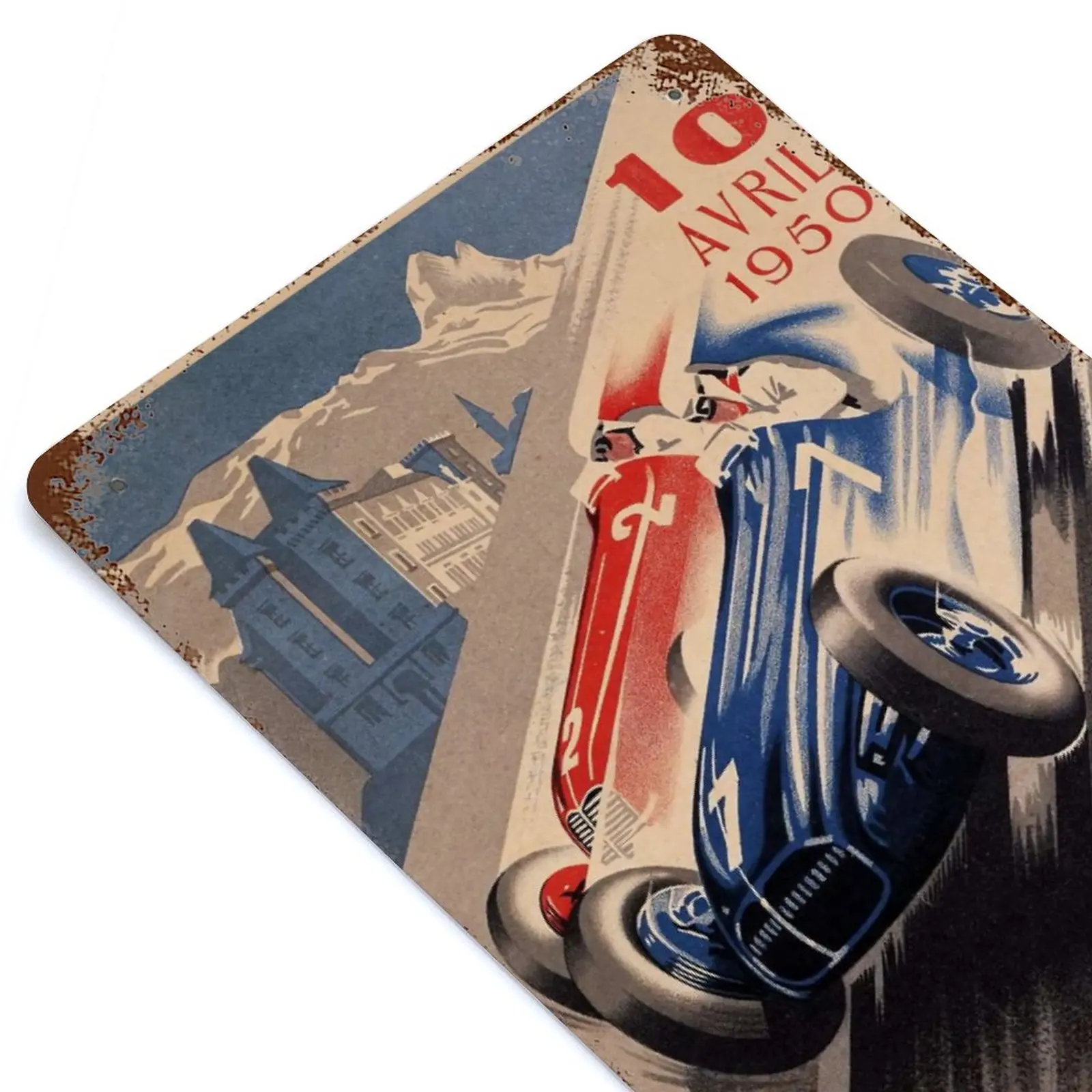 

Grand Prix Automobile PAU 10 Avril 1950 Printed Vintage Metal Poster Home Pub Bar Garage Wall Decoration Tin Sign Plaque Decor