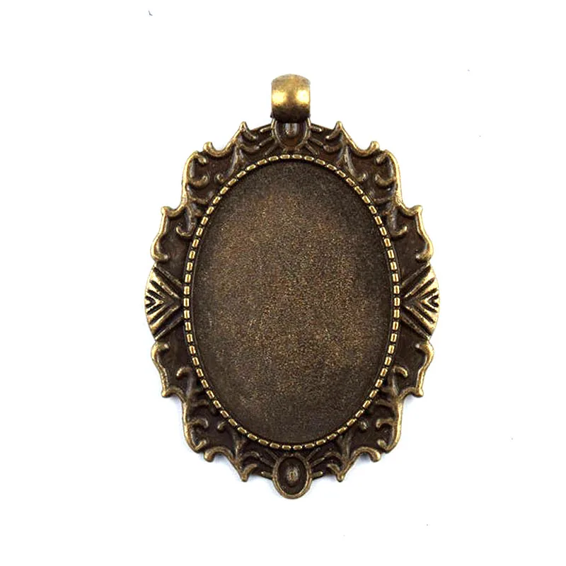

Antique Bronze Cabochon Setting Pendant Trays Blanks Bezel Inner Oval 35*25mm Women ewelry Findings Accessories Wholesale