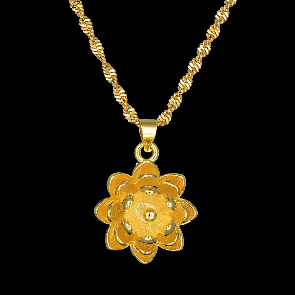 

Flower Pendant Necklace Gold Color Women Copper Stainless Steel Twist Chain Necklaces Jewelry Friendship Bijoux Gift Wholesale