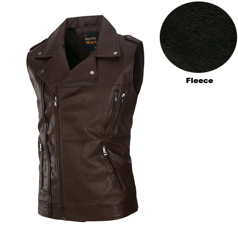 Зимний кожаный флисовый Байкерский жилет для мотоциклистов мужской скрытый с