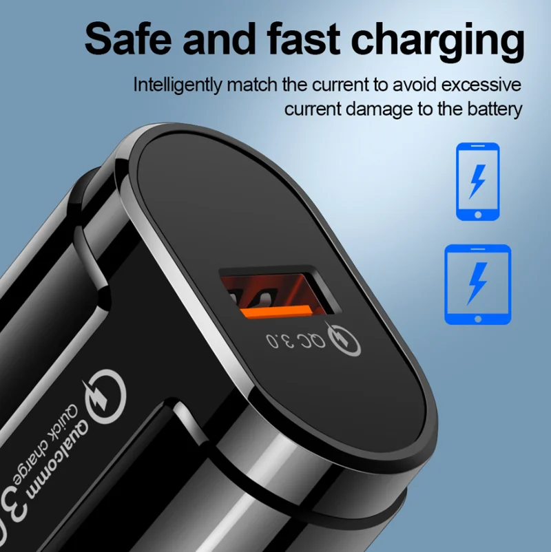 Quick Charge 3 0 Мобильный телефон зарядное устройство USB EU штекер 18 Вт QC быстрое для iPhone