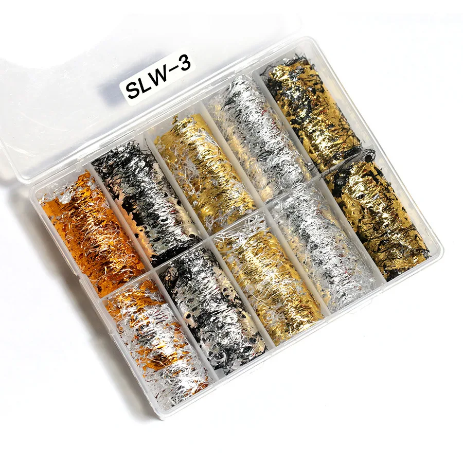 

Black Gold Nail Decor Nail Decoration Nail Full Wraps Nail Transfer Foil 10PCS 50cmx4cm DIY Manicure Lace Silk Sticker