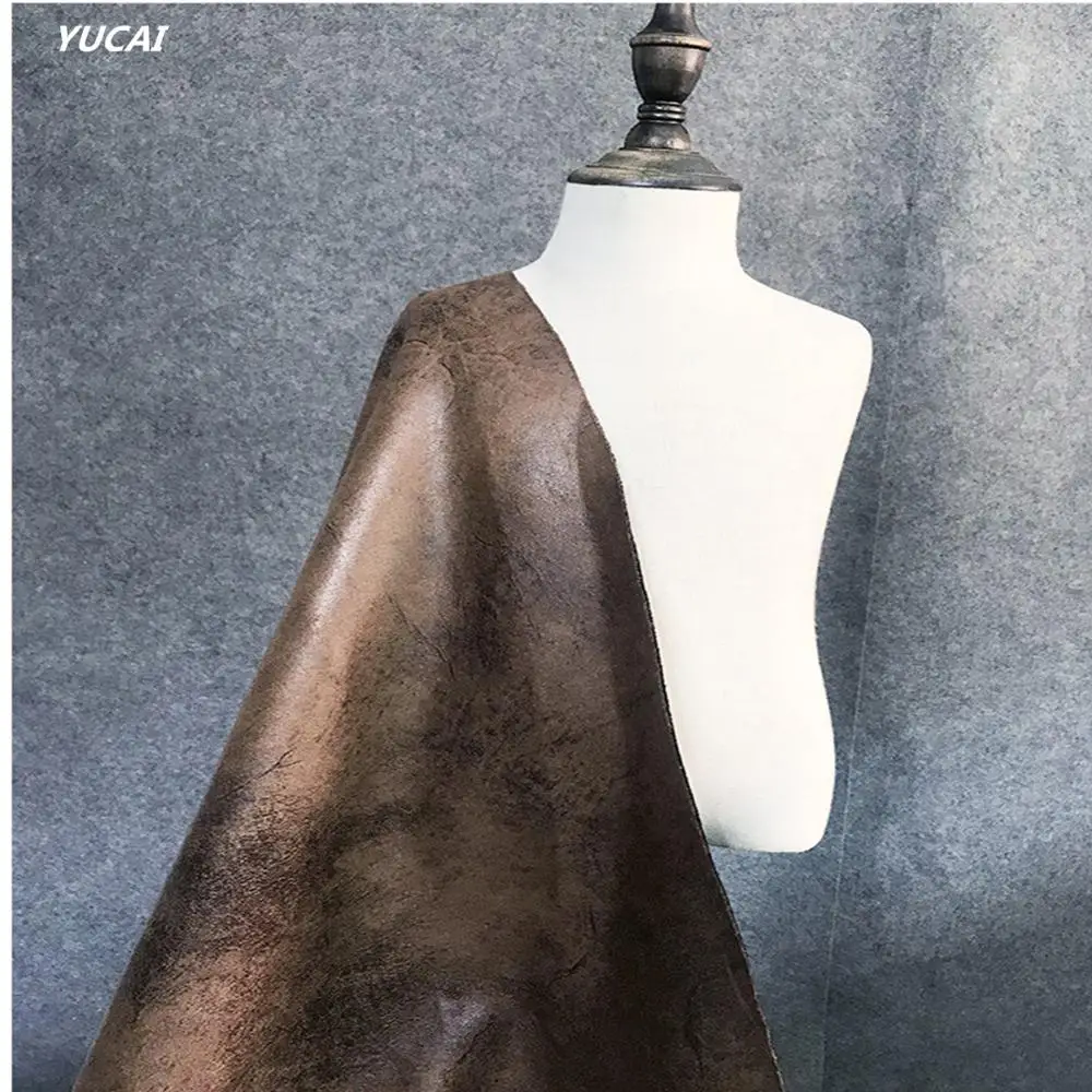 50x140 см винтажная текстурированная кожаная одежда ткань Желтые Черные пятнистые