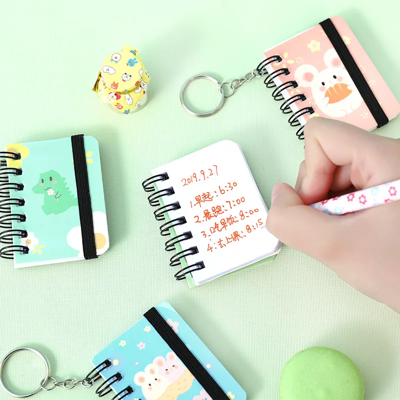 Милый супер маленький мини-блокнот 4 8x6 5 с металлическим кольцом и цепочкой в виде