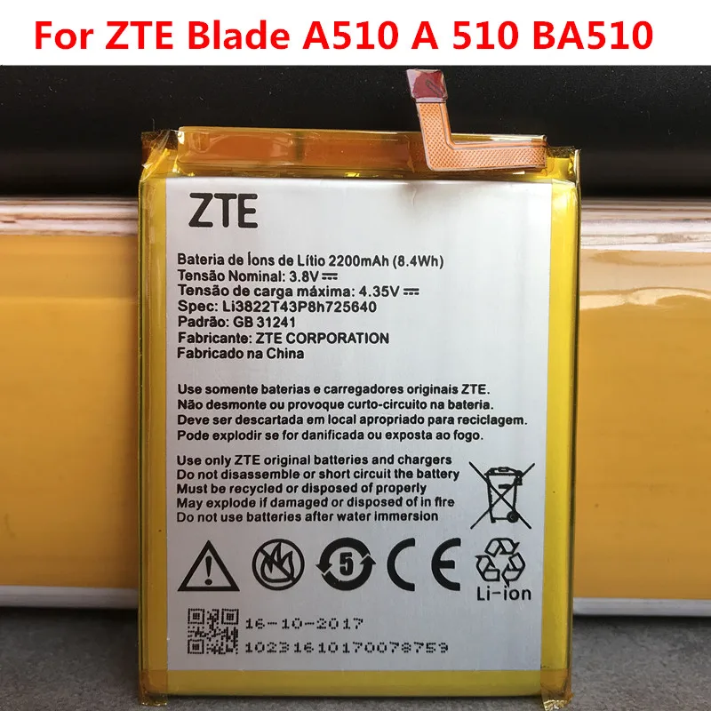 

Original Mobile Phone Replacement Li3822T43P8h725640 Battery For ZTE Blade A510 BA510 Batteries 2200mAh