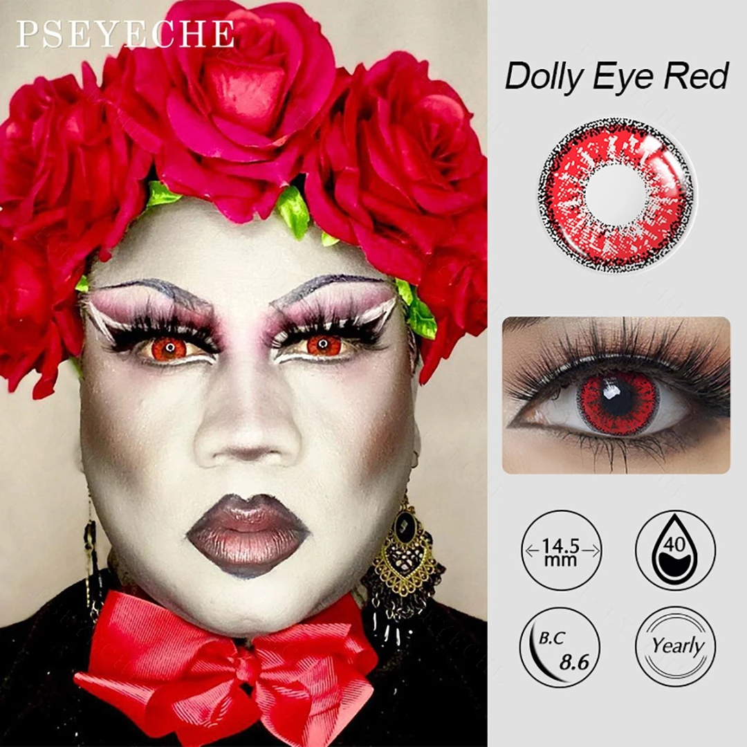 1 Пара цветных линз для глаз: красные, зеленые, синие, завистливые линзы цветных контактных линз на Хэллоуин, для создания кукольных глаз.