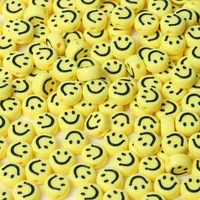 7x4mm 9x5mm yellow black smiling face acrylic beads round flat spacer beads for jewelry making diy bracelet necklace accessories