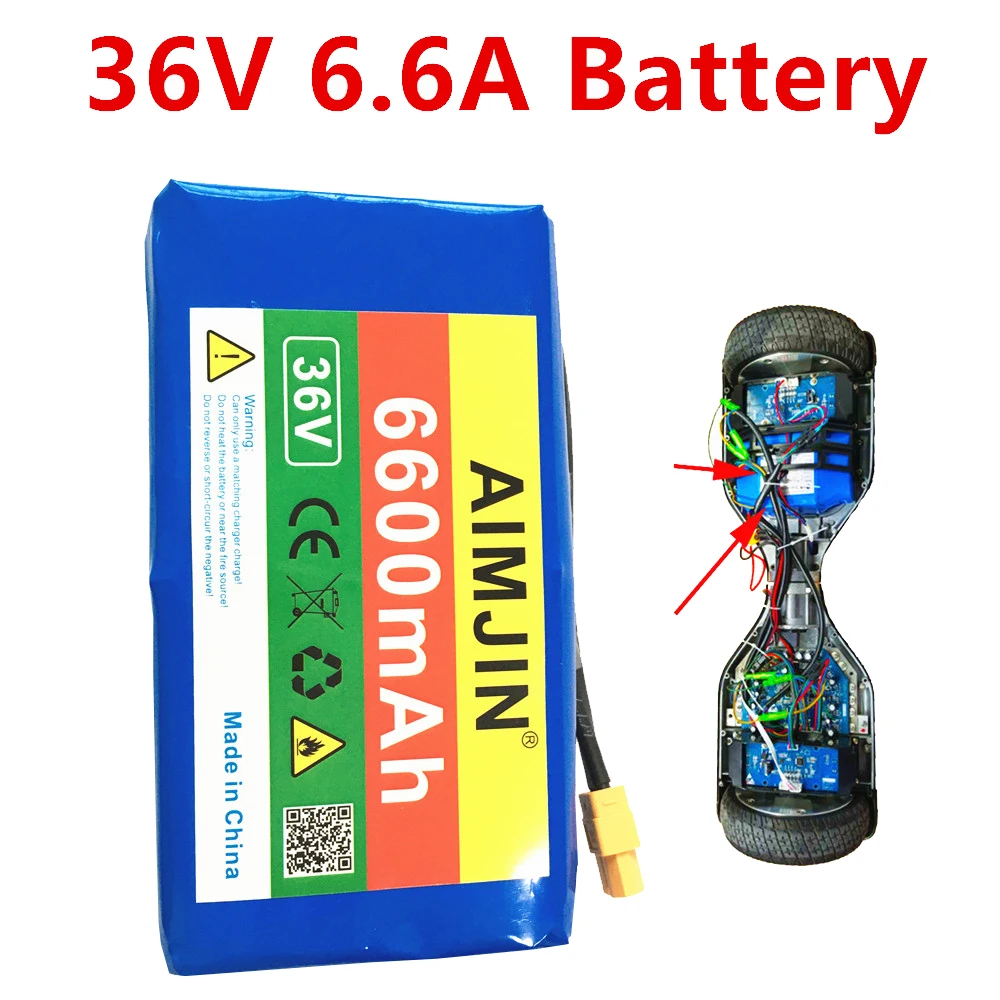 

Новый оригинальный 36 В 10s2p 6600 мАч литий-ионный перезаряжаемый аккумулятор 6,6 Ач двухколесный балансировочный Аккумулятор для транспортного...
