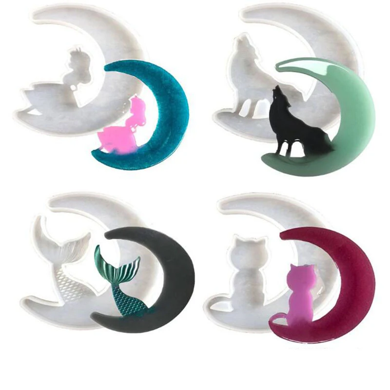 

Silicone Moon Mold Epoxy Resin Crescents Moon Mould for Resin Casting Mold DIY Keychain Crafts Home Decorations Making supp Tool